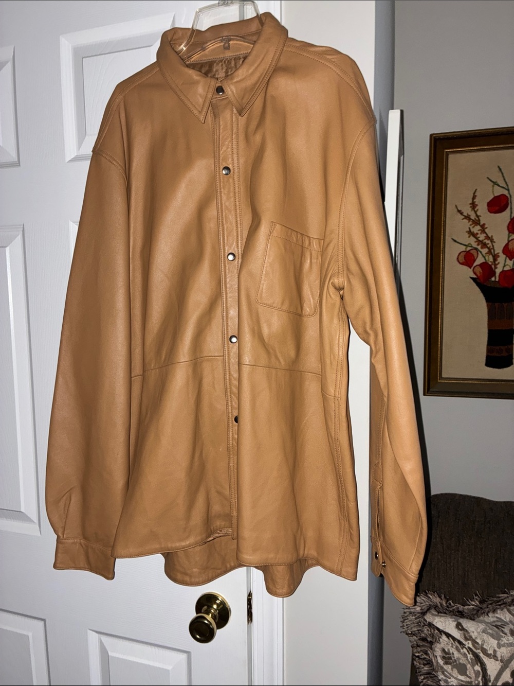 Cool Tan Leather Shacket Size 3X